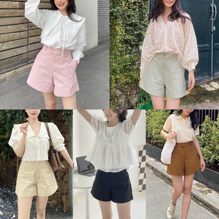 QUẦN ỐNG RỘNG NỮ KAKI NGẮN LƯNG CAO MÀU TRƠN PASTEL SHORTS DẠO PHỐ ĐI BIỂN ĐI CHƠI ĐI TIỆC