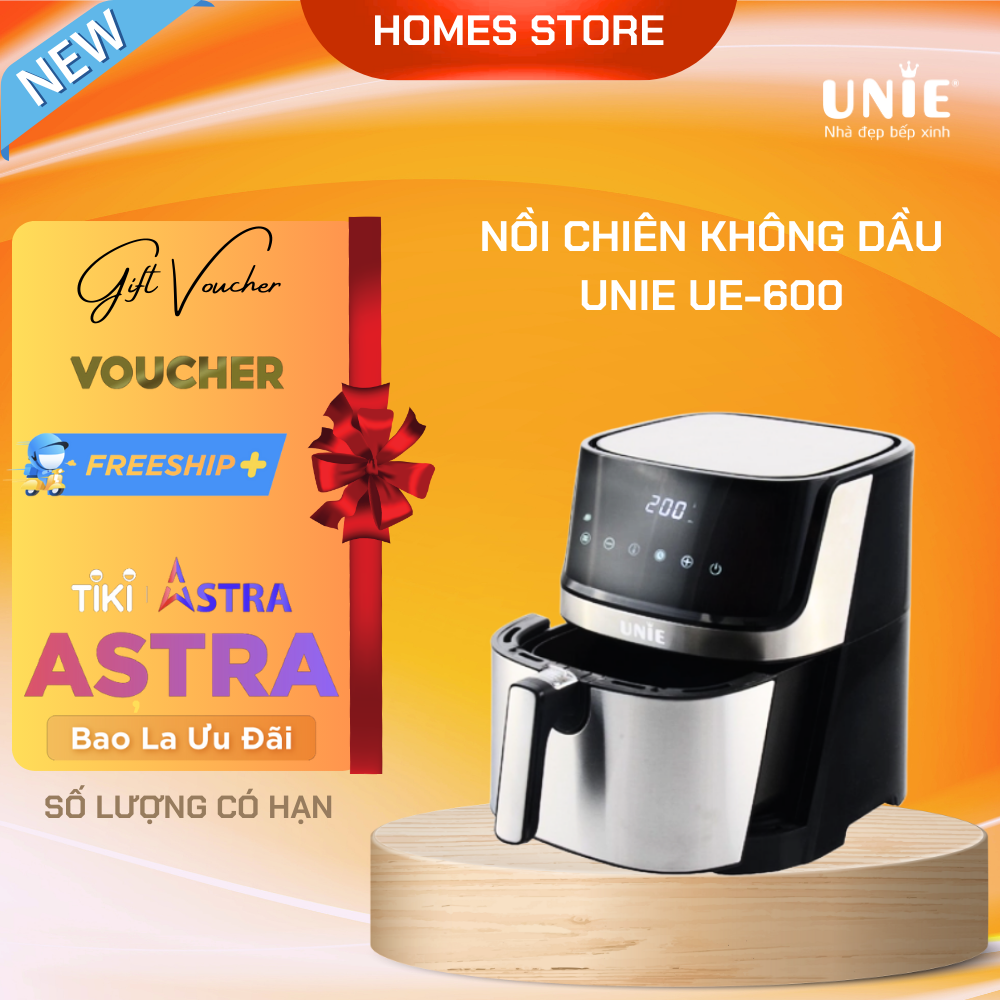 Nồi Chiên Không Dầu UNIE UE-600 Tiêu Chuẩn Đức 8 Chương Trình Nướng Dung Tích 6.5 Lít Công Suất 1500 W - Hàng Chính Hãng