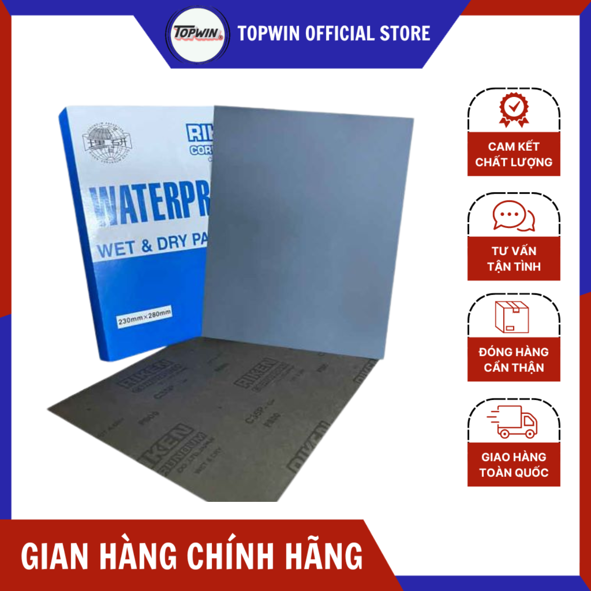 (1 Tờ) Giấy Nhám Khô Xanh Cát Riken Nhật A35P Giúp Loại Bỏ Lớp Sơn Cũ, Đánh Bóng Bề Mặt Cực Tốt | TOPWIN Official Store