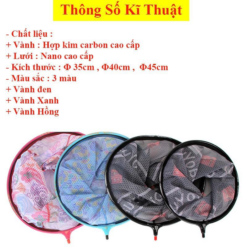 Mặt Vợt Cá Carbon vành tròn 35cm 40cm Chuyên Câu Đơn Câu Đài LK-2