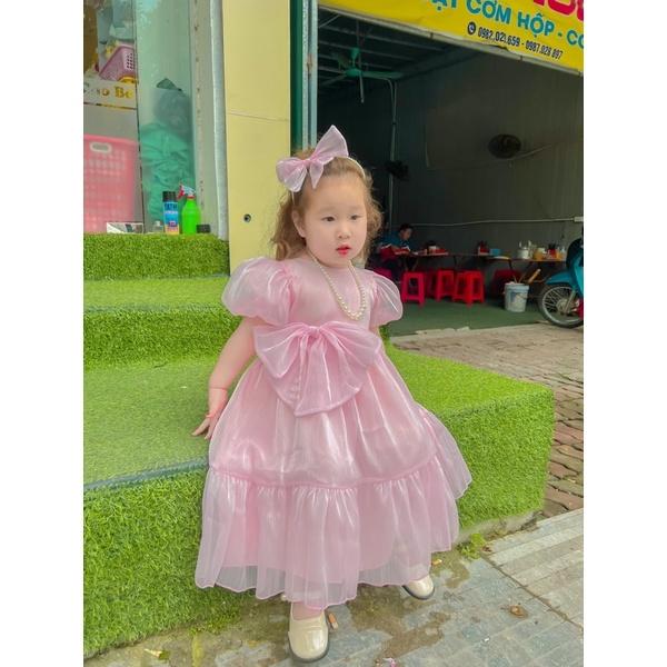 Váy Tơ Hồng Phấn Bé Gái 4 Đến 28kg, Đầm Công Chúa Bé Gái