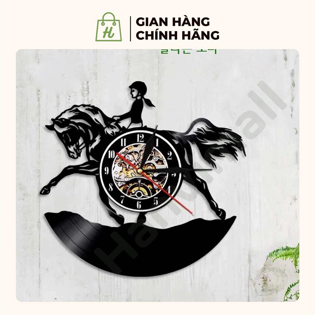 Đồng hồ treo tường decor Đồng hồ cô gái cưỡi ngựa tặng kèm Pin Hàng nhập khẩu nội địa cao cấp