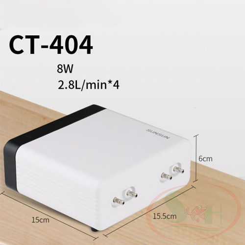 Máy sủi oxy Sunsun CT 201, 202, 402, 404 thổi khí siêu êm 1, 2, 4 vòi bể cá tép