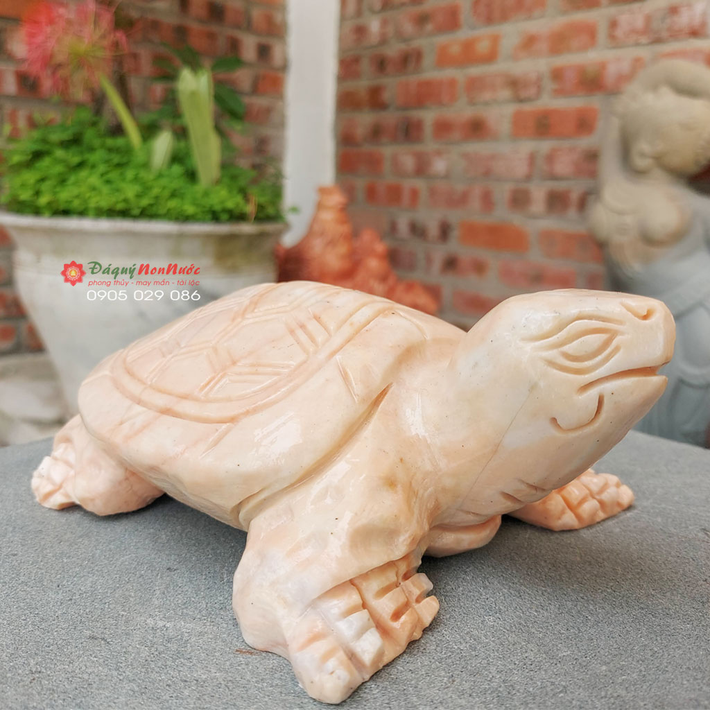 Tượng Rùa đá cà rốt 15cm đá Non Nước