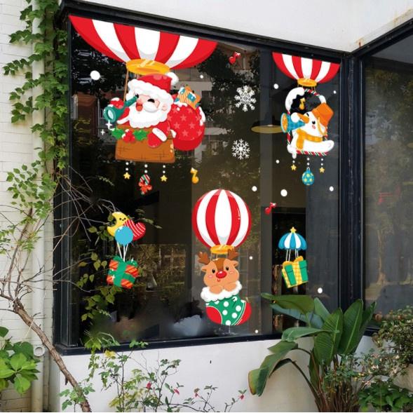 Decal trang trí Noel Hít Tĩnh Điện 2 mặt - Khinh khí cầu noel