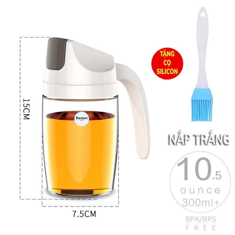 Bình Đựng Dầu Ăn Nắp Tự Động Lọ Đựng Dầu Ăn Thuỷ Tinh Đa Năng Cao Cấp TẶNG Cọ Quét Dầu Silicone