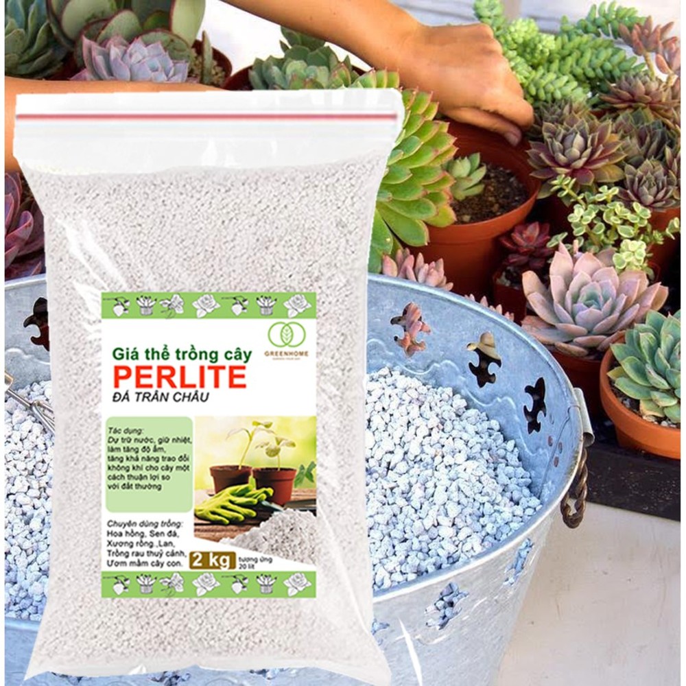 Đá Perlite (đá trân châu)-thích hợp để trồng hoa, trồng lan,hoa sen đá-bổ sung chất dinh dưỡng, điều hòa nhiệt độ -2kg