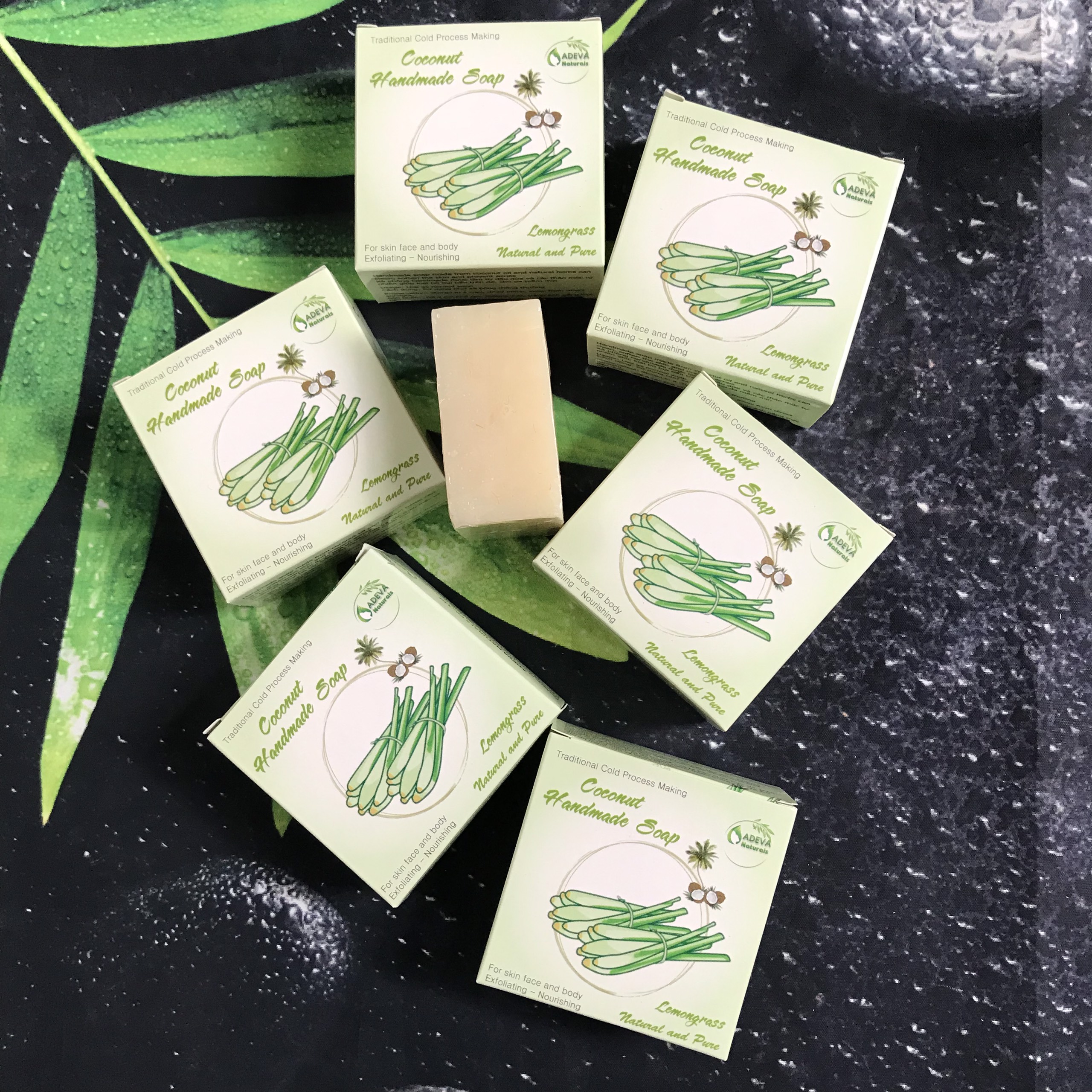 Xà phòng handmade Sả - Set 3 bánh  Adeva Naturals - Xà phòng handmade với thành phần từ thiên nhiên, an toàn dịu nhẹ, cho làn da mềm mại - Không gây khô rít da