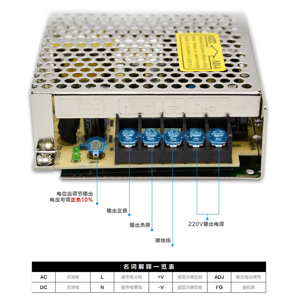 Metal AC 110V-220V to DC Switch Power Supply Driver Adapter