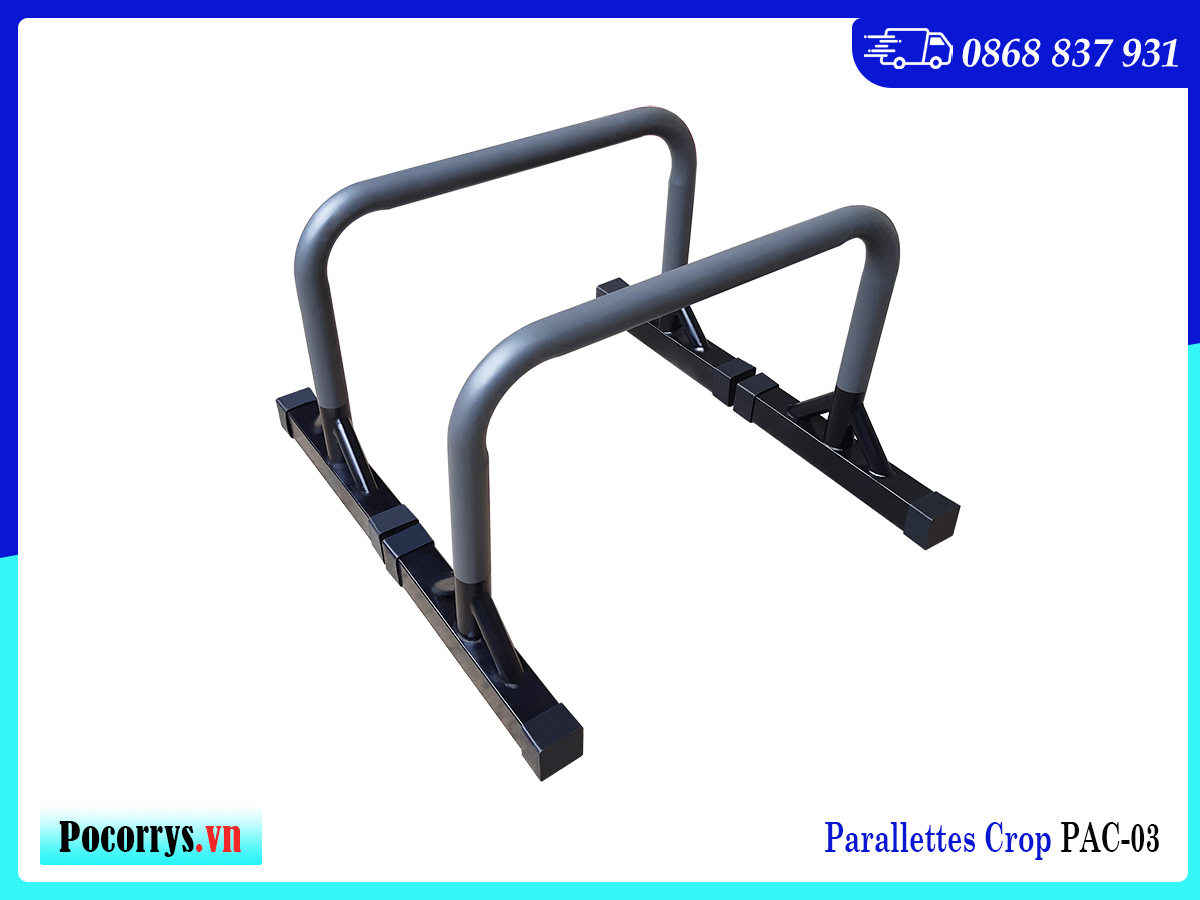 Xà kép Parallettes Crop cao 45cm, Pocorrys PAC-03, Màu ghi chân đen