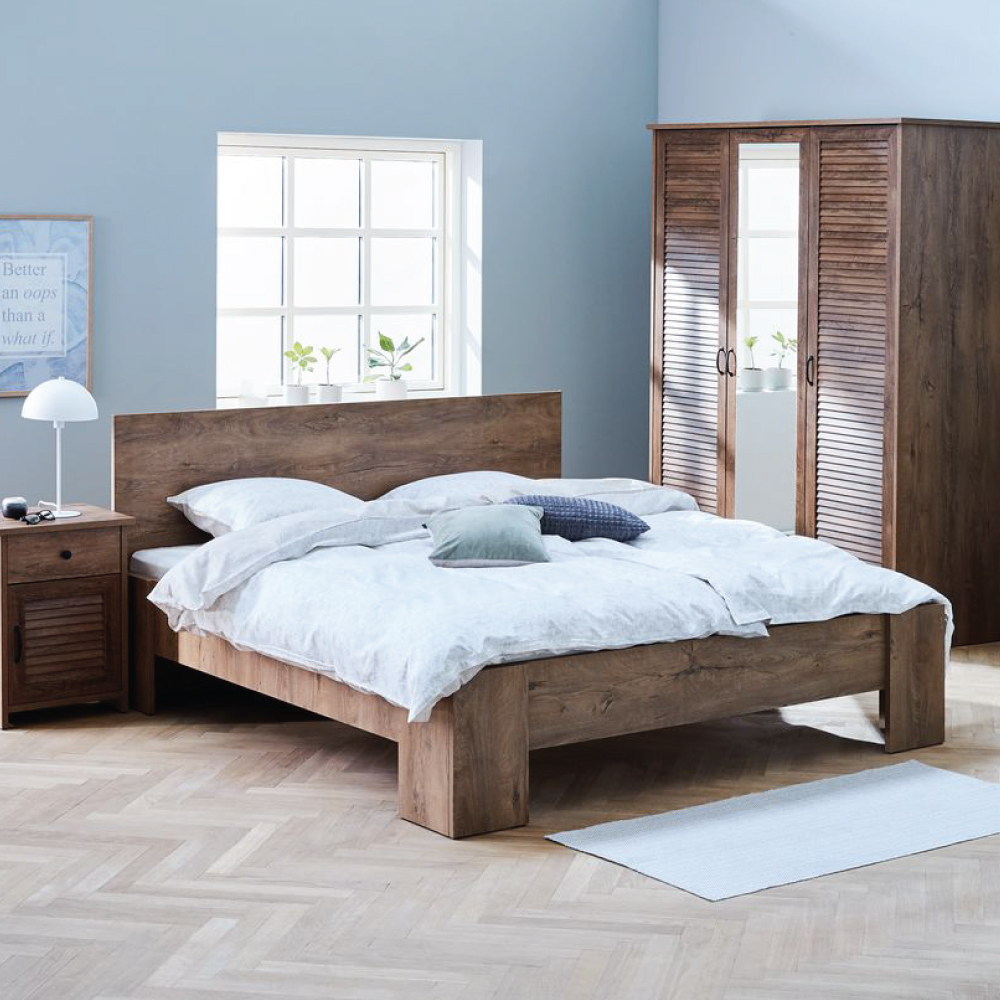 Khung giường kèm dát JYSK Vedde gỗ công nghiệp màu sồi