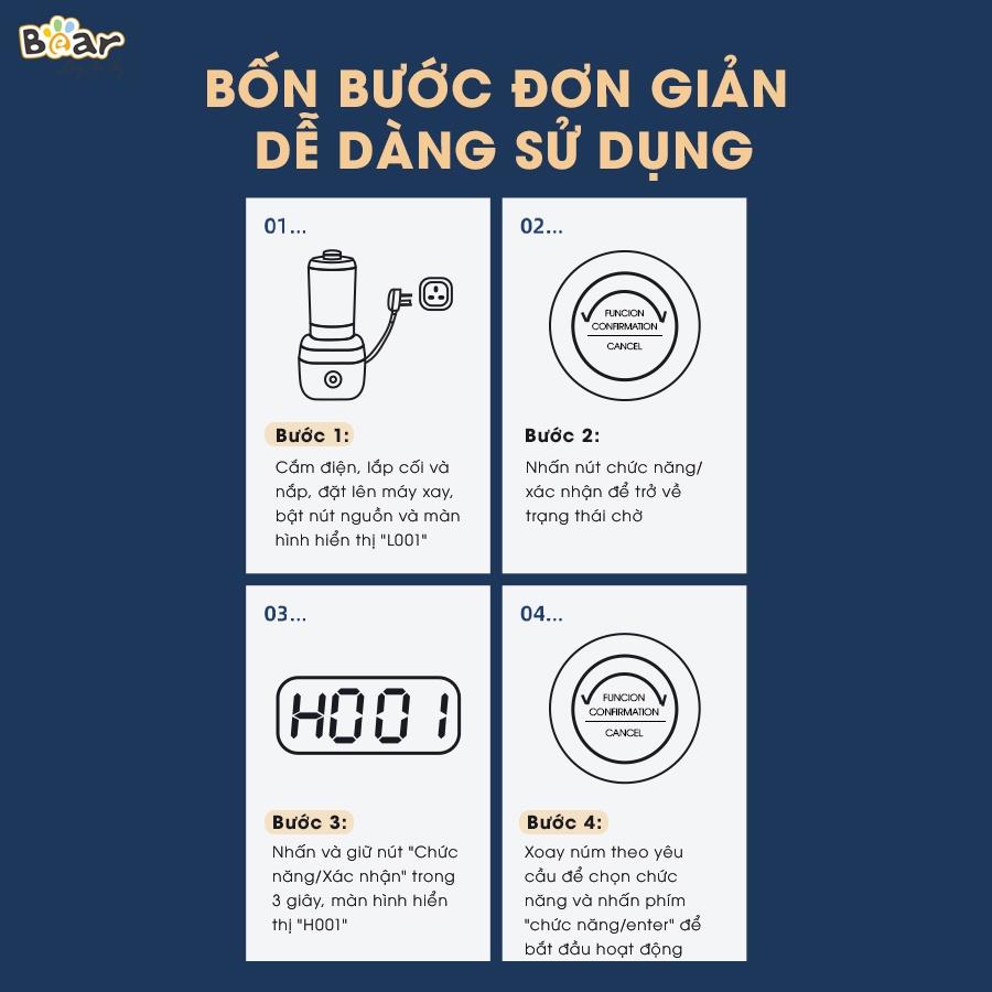 Máy Làm Sữa Hạt Bear Đa Năng 1,5L Chống Ồn Cao Cấp, Xay Nấu Sữa Hạt, Xay Sinh Tố Tiện Lợi PBJ-B06S2 - Hàng Chính Hãng Bảo Hành 18 Tháng