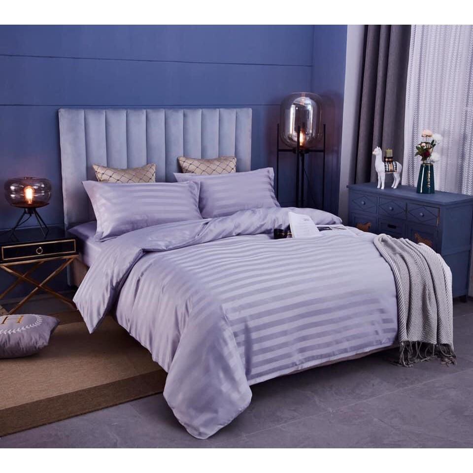 Bộ Vỏ Chăn Drap Gối COTTON SỌC 3F Vải Cotton Lụa Bóng Hàng Chuyên Cho Gia Đình Và Khách Sạn