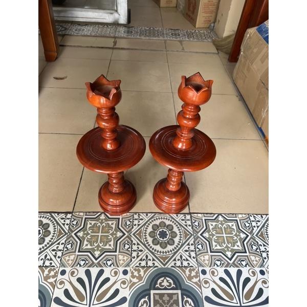 Đôi nến thờ gỗ hương ta cao 45cm