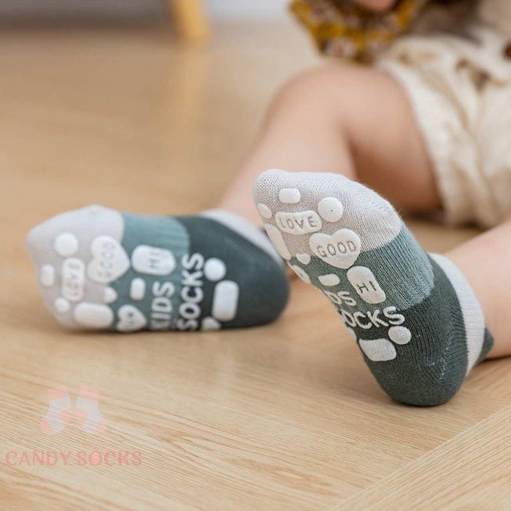 Tất trẻ em chống trượt, Set 5 đôi tất chống trượt chất cotton cổ thấp mềm mại thoáng khí cho trẻ sơ sinh