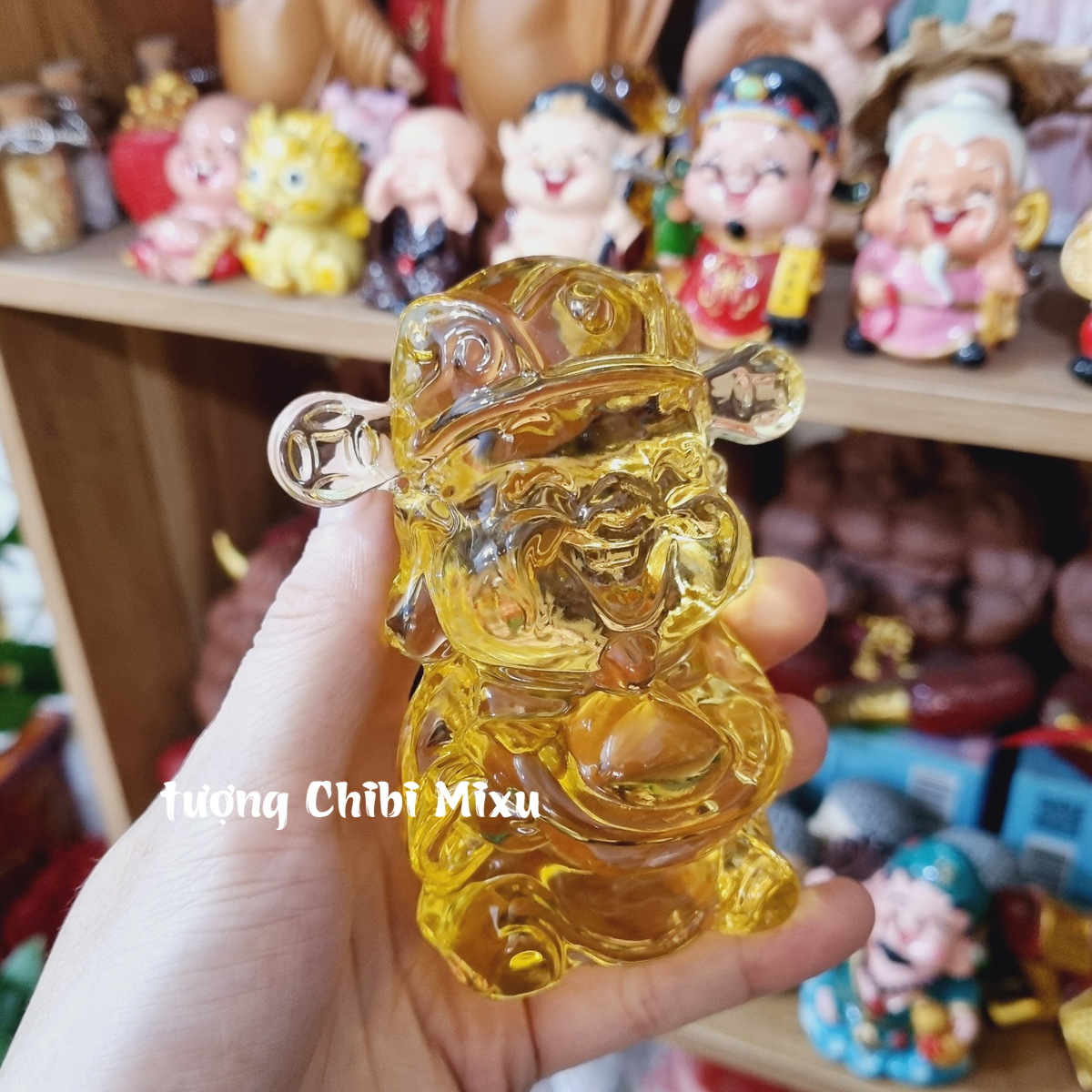 Tượng Thần Tài lưu ly may mắn 10cm