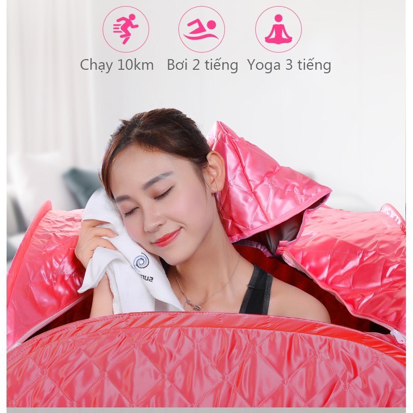Lều xông hơi tự bung vuông vải dày 3 lớp, có mũ xông mặt
