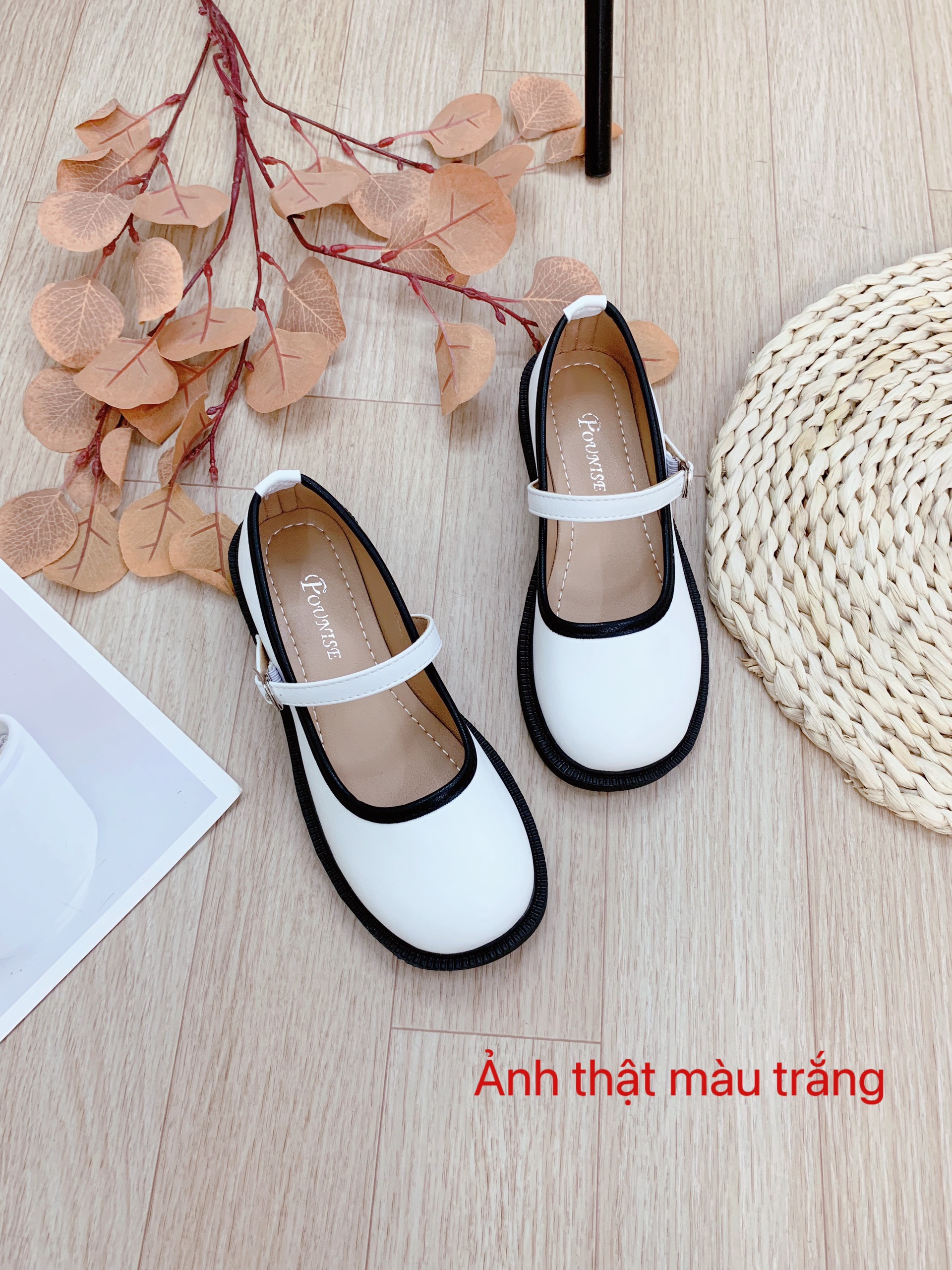 Giày búp bê nữ Viền Basic đế bằng, chất da mềm, giày lolita phong cách cổ điển