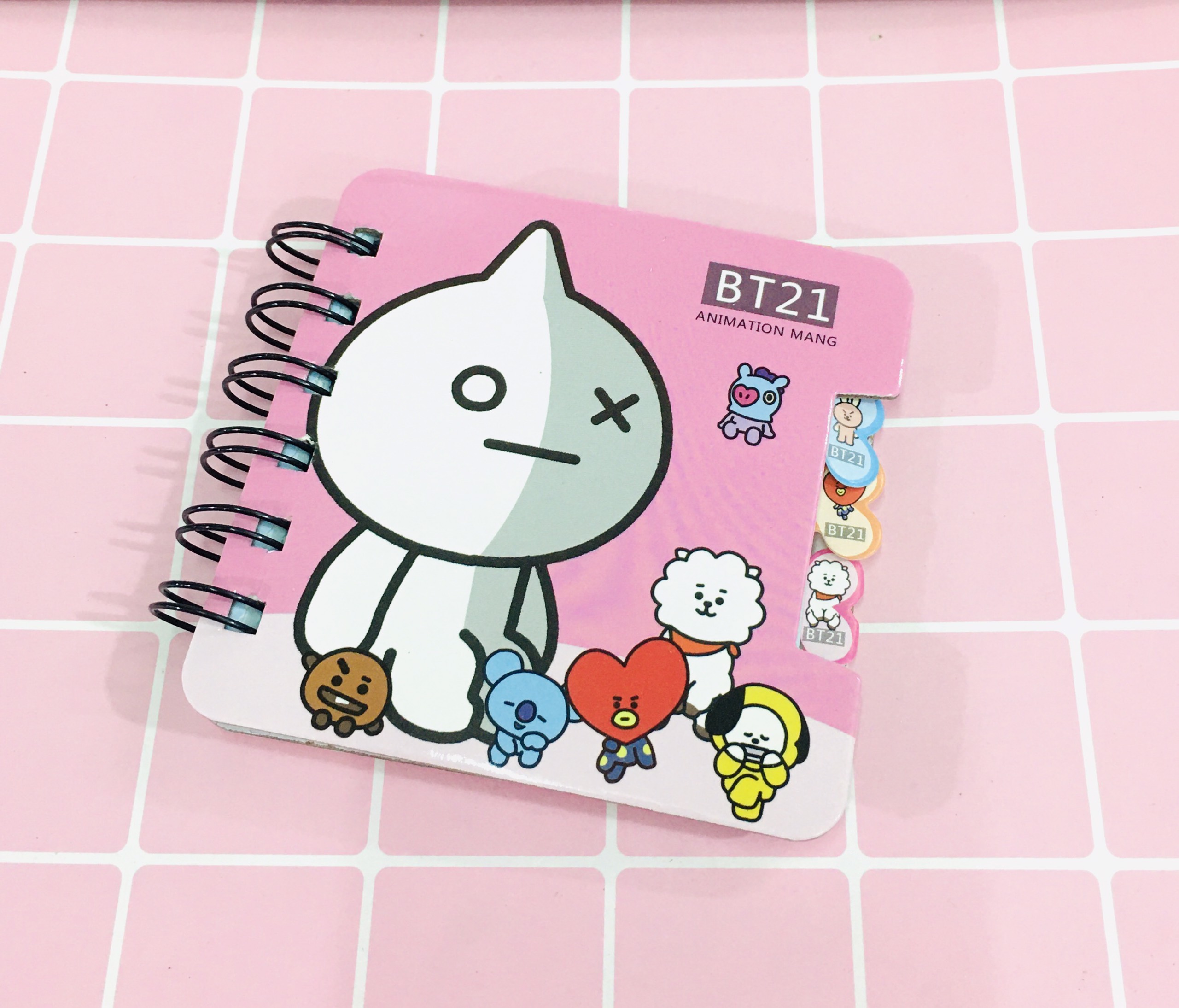 Set 2 sổ BT21 BTS gáy xoán cute 9.2CM X9.2CM