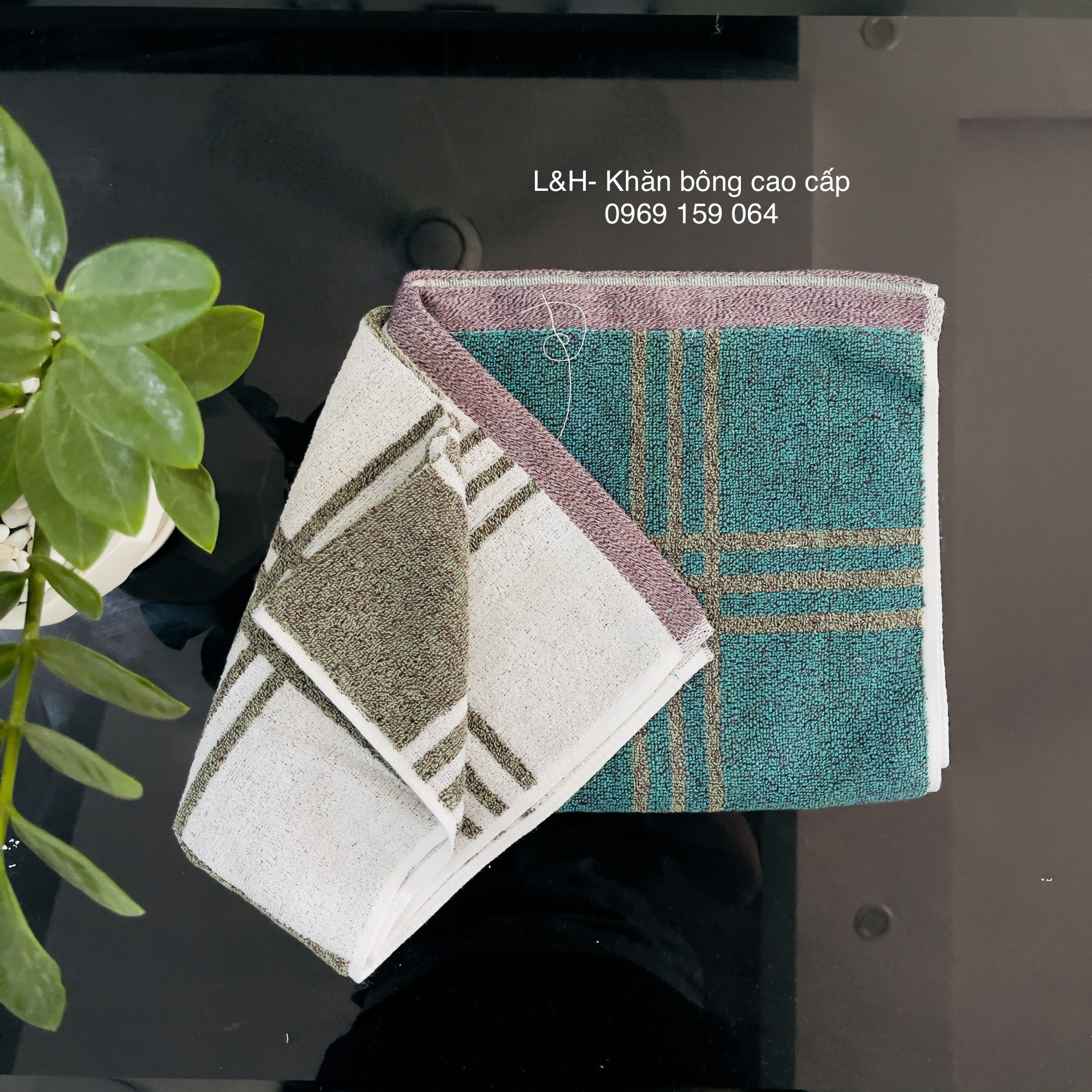 Khăn tắm kẻ Tân Thịnh, KT 50x100cm