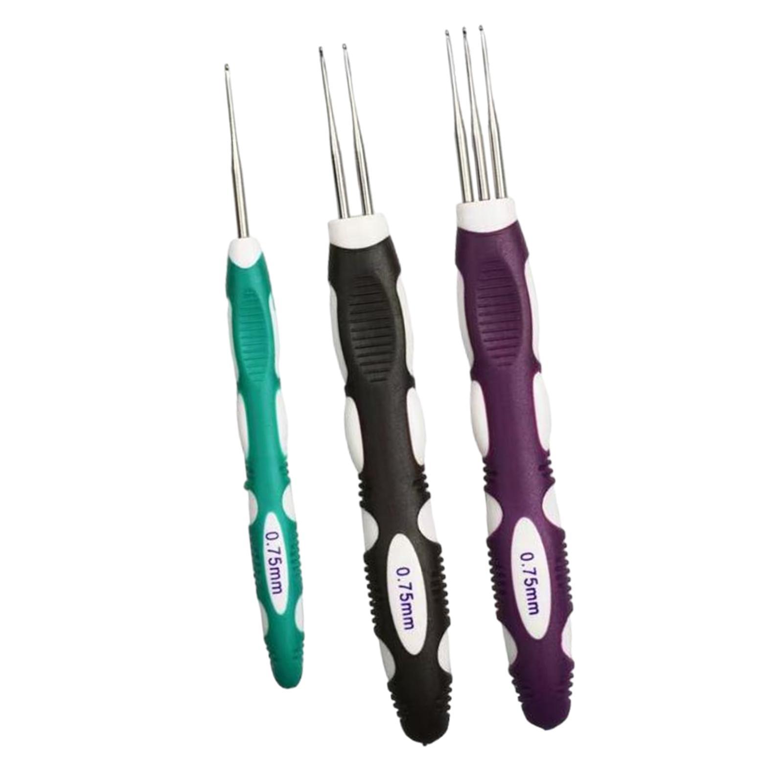 3x Dreadlock Crochet Pin Hair Making 1 Hook 2 Hook 3 Hooks Practical Hair Braiding Tool Hair Extensions Crochet Weaving Pin