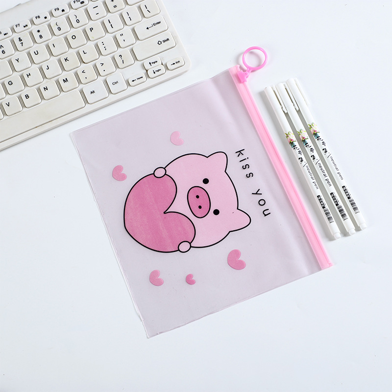 Combo 4 túi zip đựng bút chống thấm hình heo hồng pink pig nhiều mẫu