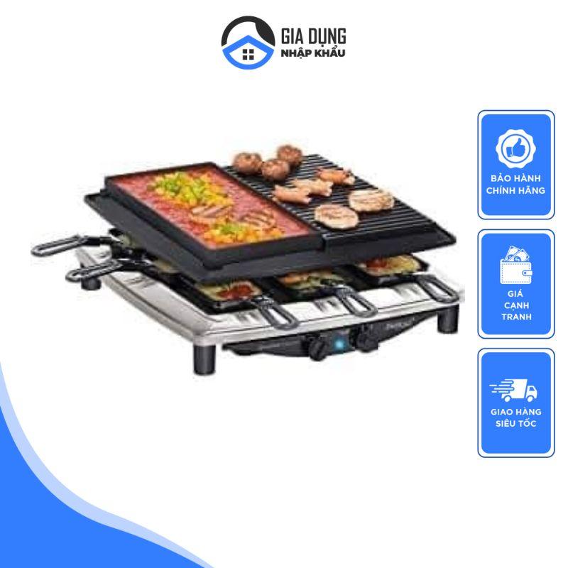 Bếp Nướng 2 Vùng Steba RC 4 Plus Deluxe Chrome, Công Suất 1450W, 8 Chảo Nướng Chống Dính, Vỏ Thép Không Gỉ, Nhập Đức