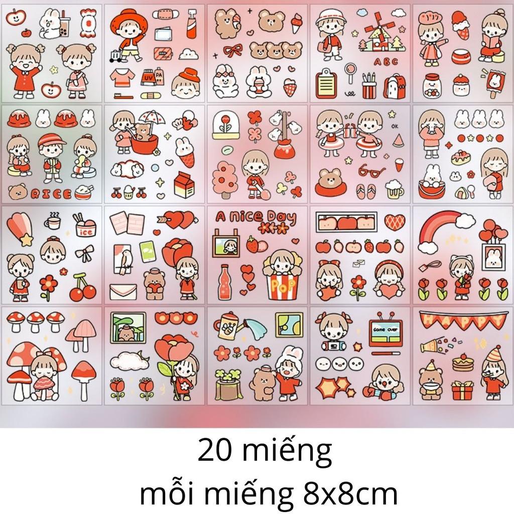 Bộ 20 miếng sticker nhãn dán dễ thương dán trang trí TELADO ST13