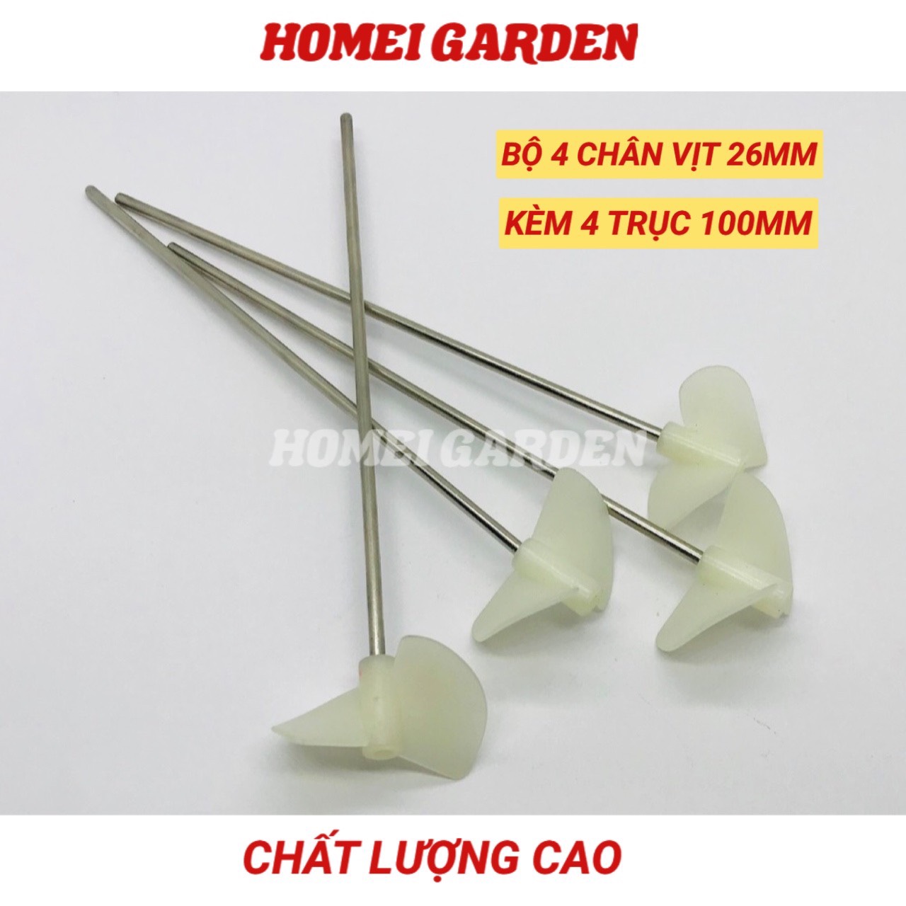 Bộ 4 chân vịt nhựa 2 cánh 26mm kèm 4 trục 2mm 4 khớp nối nhựa chế thuyền chất lương cao - D0165-4