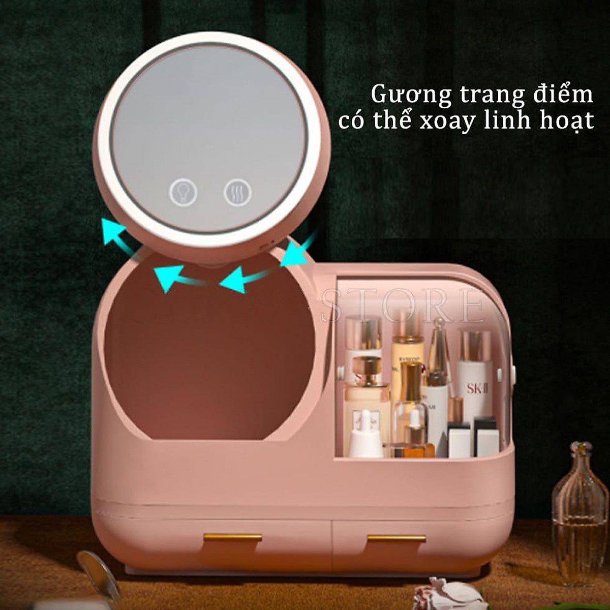 Kệ tủ trang điểm hàng nhập khẩu kèm gương , đèn led