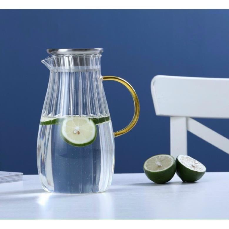Bình nước thủy tinh khía chịu nhiệt 400*mẫu mới nhập khẩu cao cấp 1,6 lít GDTH