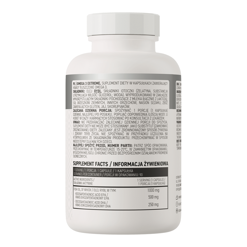 Ostrovit Omega 3 Extreme (90/180Viên), Viên Dầu Cá Siêu Cô Đặc, Hàm Lượng Cao 500mg EPA / 250mg DHA
