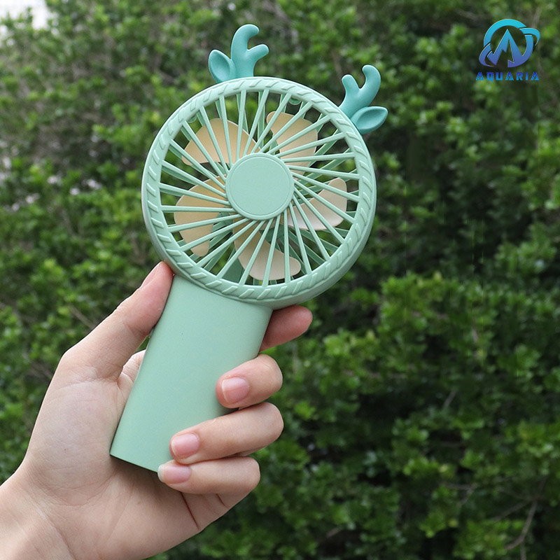 Quạt Cầm Tay Mini, Quạt Sạc Tích Điện Tai Gấu Xinh Xắn, Dễ Thương Có Giá Để Điện Thoại Siêu Tiện Lợi (Kèm Dây Sạc USB