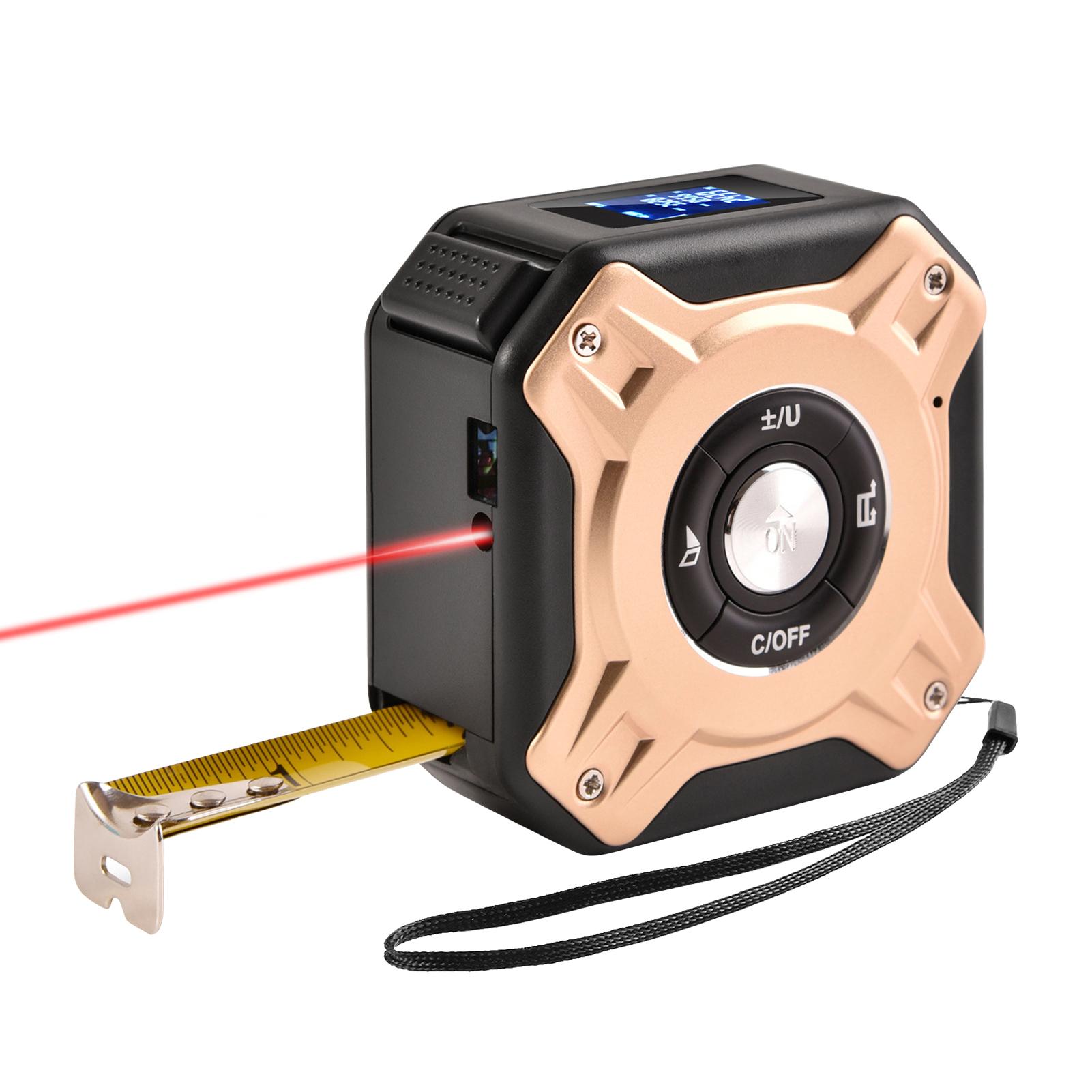 3 in 1 Laser Tape Measure Digital Ranger Finder 16Ft Measuring Tape 131Ft Rechargeable Multi Function Laser Measure Distance/ Area/ Volume/ Pythagorean, Unit Switching, Data Storage