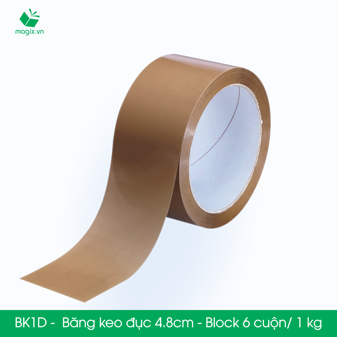 BK1D - Băng Keo Đục - 4.8cm - Block 6 cuộn/kg - 1 cuộn băng dính đục đóng thùng hộp carton