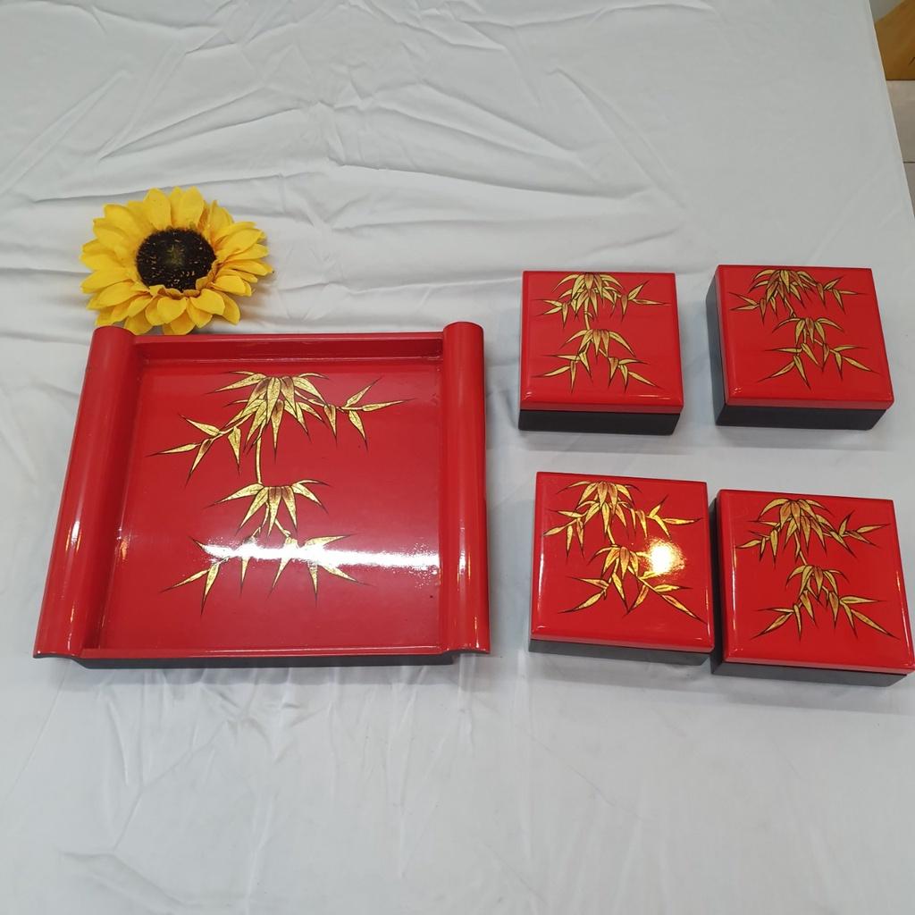 Khay hộp đựng bánh mứt sơn mài cao cấp Thanh Bình Lê, Khay cuốn