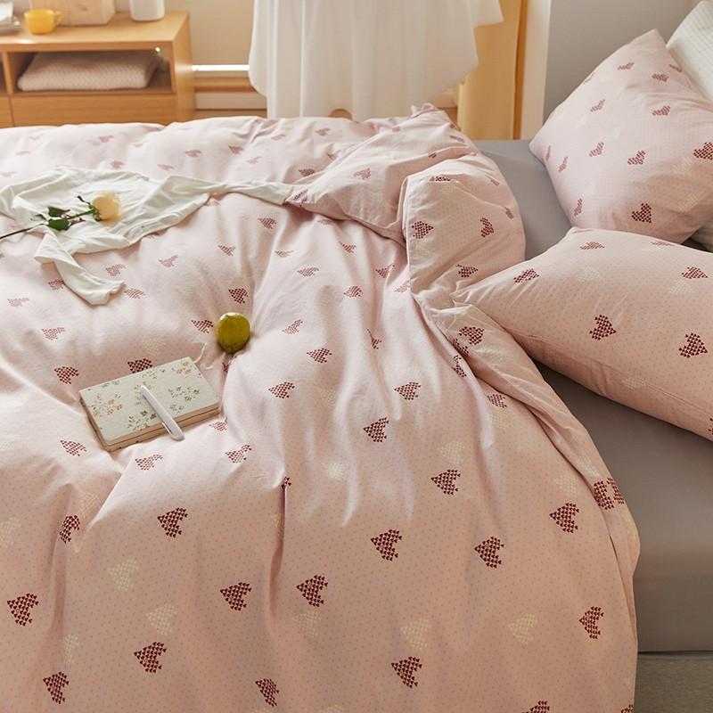 Bộ Chăn Ga Gối Cotton 100% - Tim Hồng