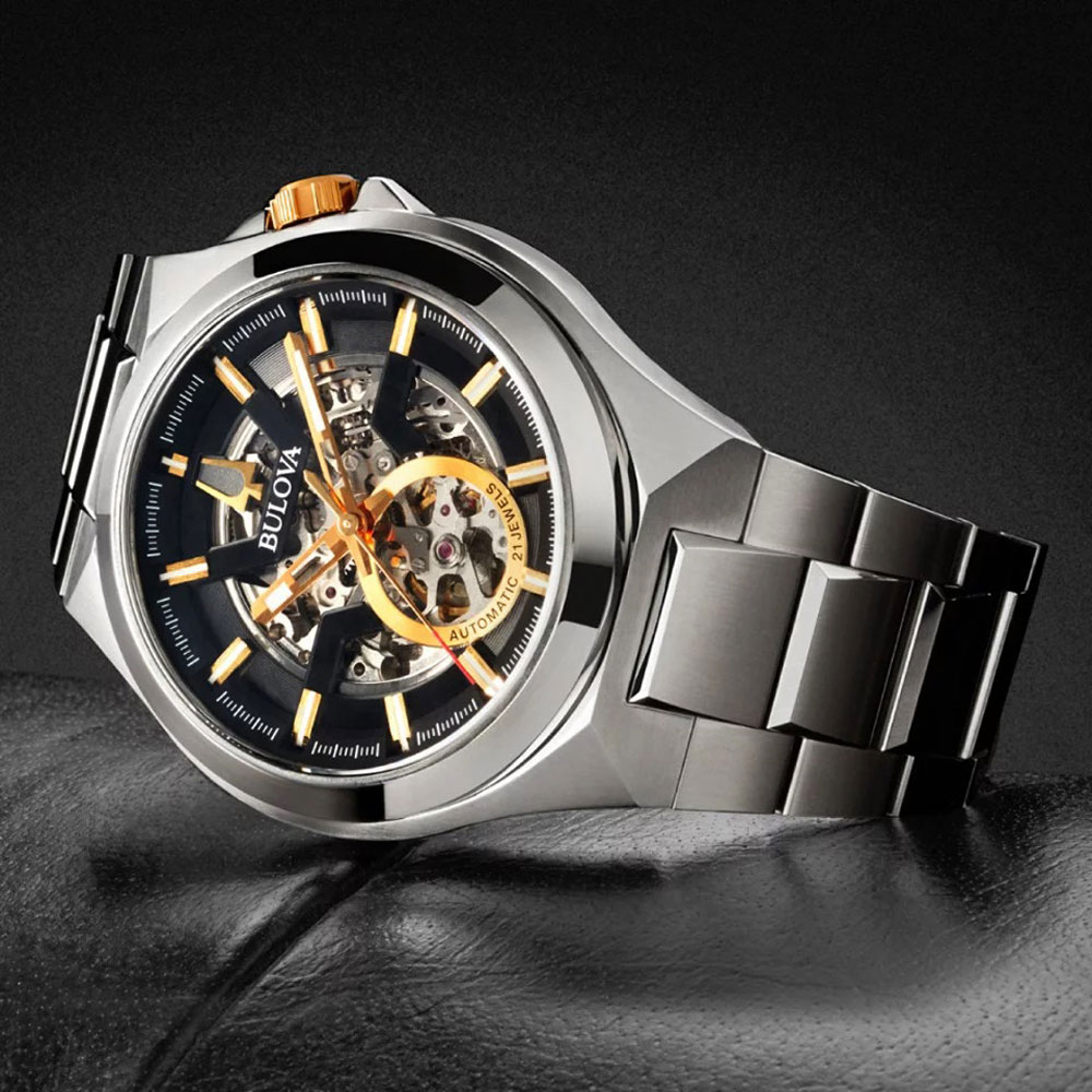 Đồng Hồ Nam Bulova Dây Thép Không Gỉ 98A224 - Mặt Đen