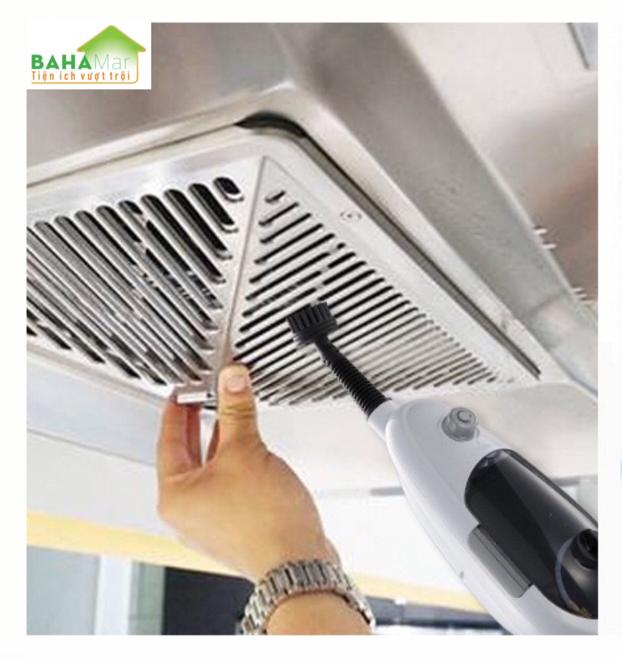 MÁY LAU NHÀ ĐA NĂNG BẰNG HƠI NƯỚC NHIỆT ĐỘ CAO "BAHAMAR" làm nóng nước để lau đánh tan mọi vết bẩn trên sàn nhà, cửa kính, đồ dùng gia đình và là hơi cả quần áo...