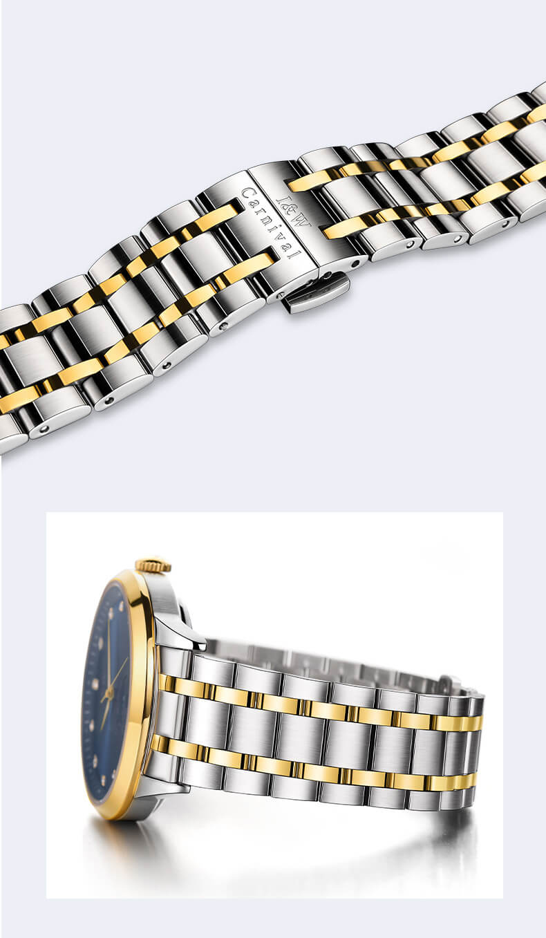 Đồng hồ nam chính hãng I&amp;W Carnival 625G-T2 hàng mới fullbox,kính sapphire,chống xước,chống nước 50m,Bh 24 tháng,máy cơ (automatic),mạ vàng dây thép không gỉ