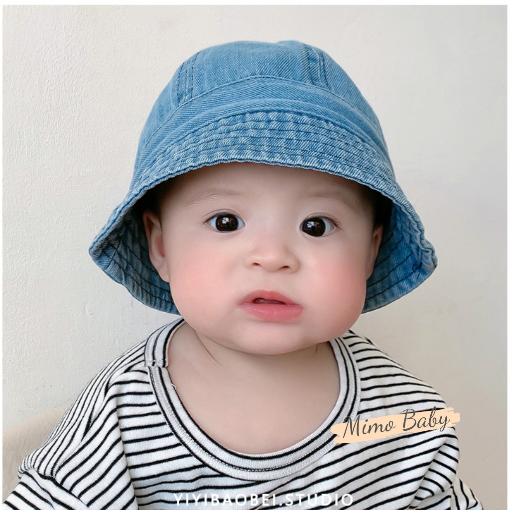 Mũ bucket bò màu xanh kiểu dáng basic thời trang xuân hè cho bé MH223 Mimo Baby