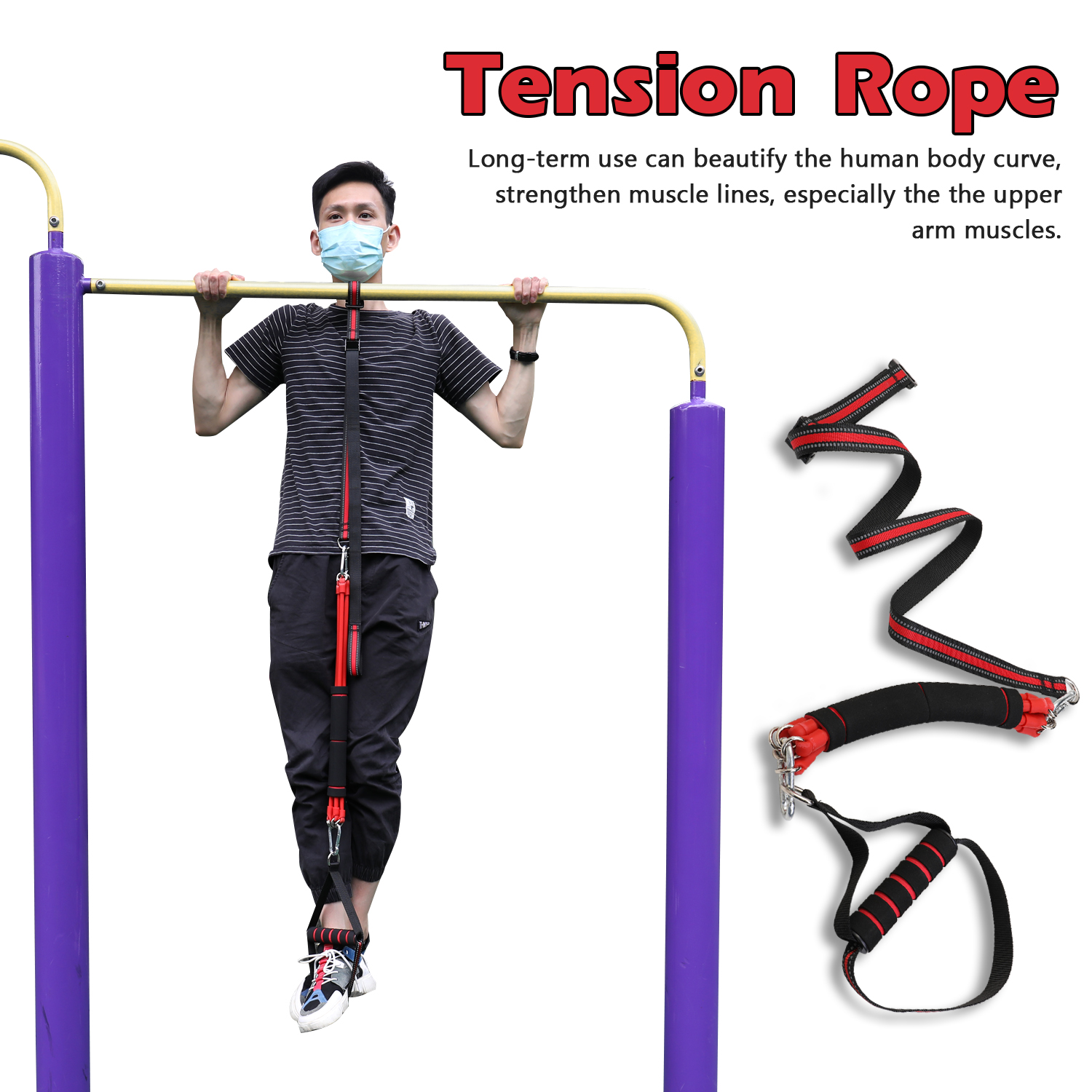 Dây đàn hồi tập thể dục thiết bị tập luyện thể dục cho cơ tay và cơ lưng Tension Rope Exercise Sport Workout