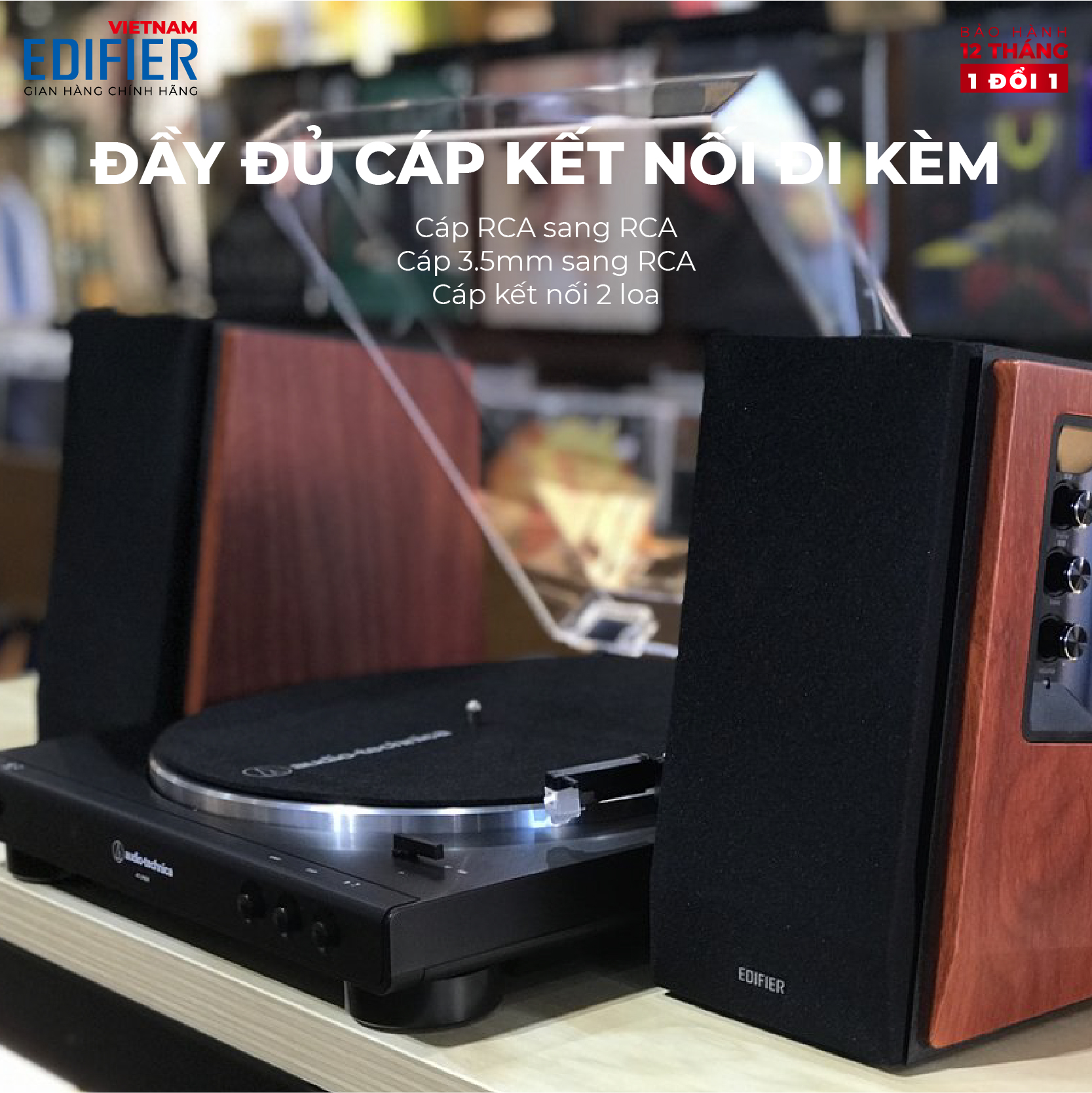 Bộ loa không dây Bluetooth EDIFIER 2.0 R1700BT - Hỗ trợ cổng cắm RCA - Có remote điều khiển - Vỏ gỗ chống dội âm - Hàng chính hãng