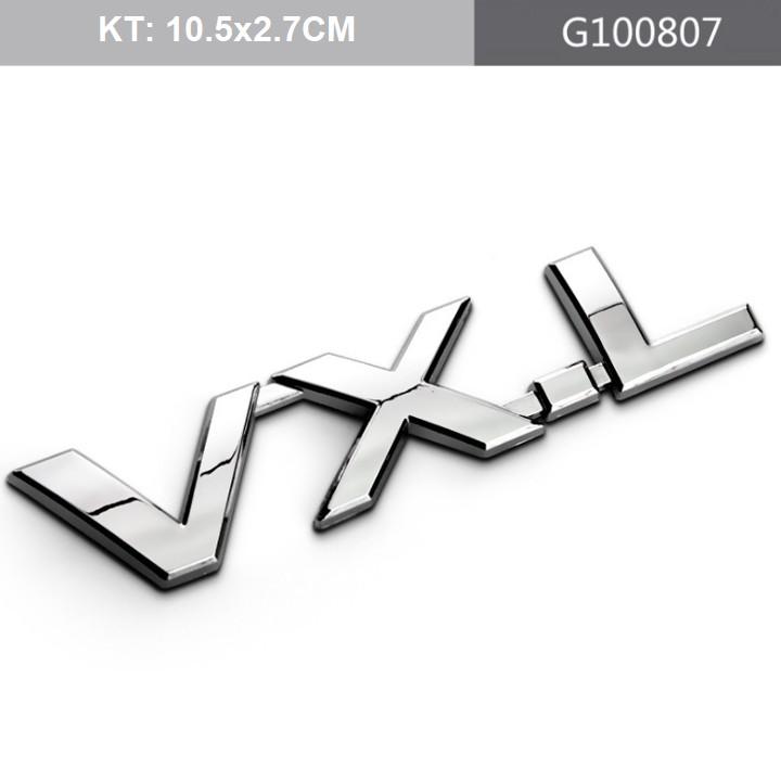 Decal tem chữ inox V6, VX, TX.L, VX.L dán đuôi xe ô tô