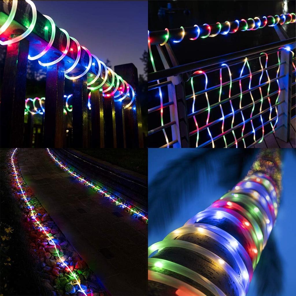 12M Solar PVC Rainbow Tube Copper Wire Light Copper Wire Solar Mini Lights for Garden Tree Christmas Party Decorations Solar Fairy Lights Outdoor Waterproof Each 100 LED