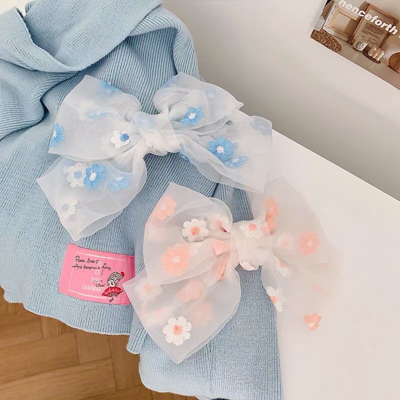 dây cột tóc scrunchies - kẹp tóc nơ hoa