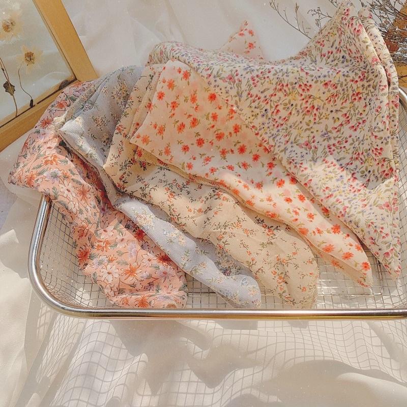 Khăn vải bandana hoa nhí xinh xắn hoạ tiết vintage khăn turban mùa hè phong cách Pháp cho bé, tuổi teen Tiemmaykeokeo