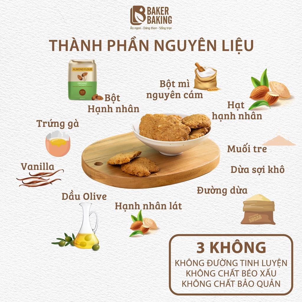 Bánh quy hạnh nhân vị dừa không đường hỗ trợ ăn kiêng Baker Baking 100-500g