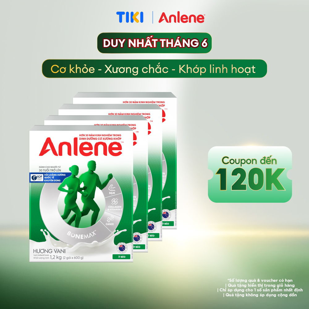 Bao bì mới - Combo 4 Sữa Bột Anlene Hương Vanilla (Hộp Giấy 1,2kg)