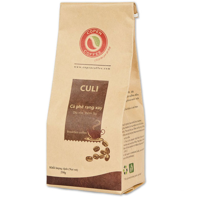 Cà phê phin rang xay truyền thống Culi - Copen Coffee - pha phin vị đắng vừa, thanh chua, hậu vị thơm lâu - Gói 500g